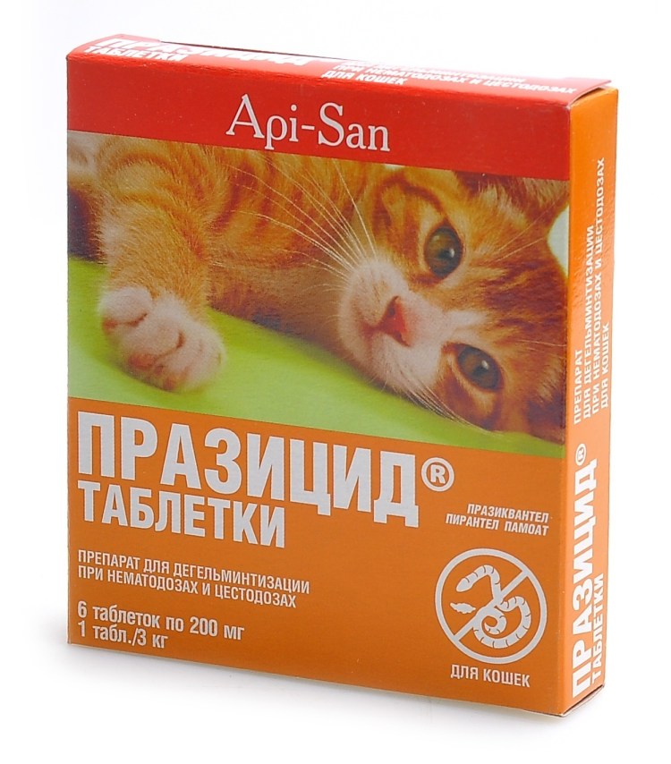 Празицид табл. Для кошек 200мг no6, 1табл/3кг