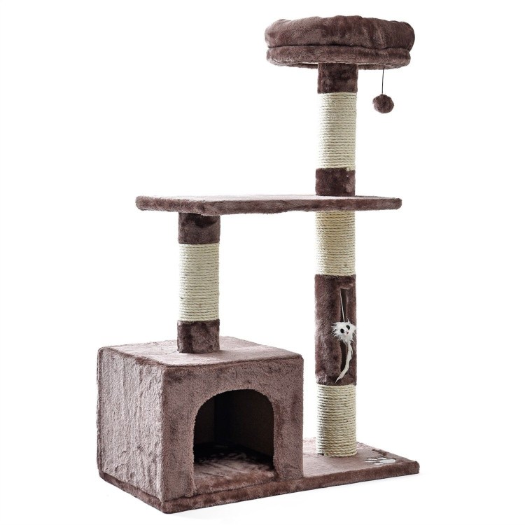 Деревянный домик для кошки с когтеточкой