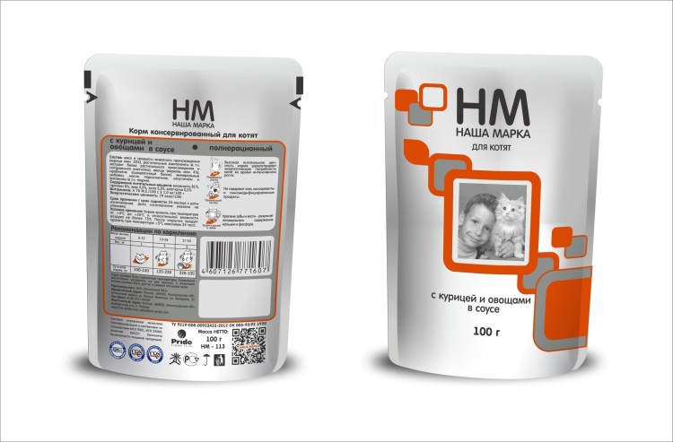 Наша марка влажный корм для взрослых кошек с курицей, 24 шт по 100 г