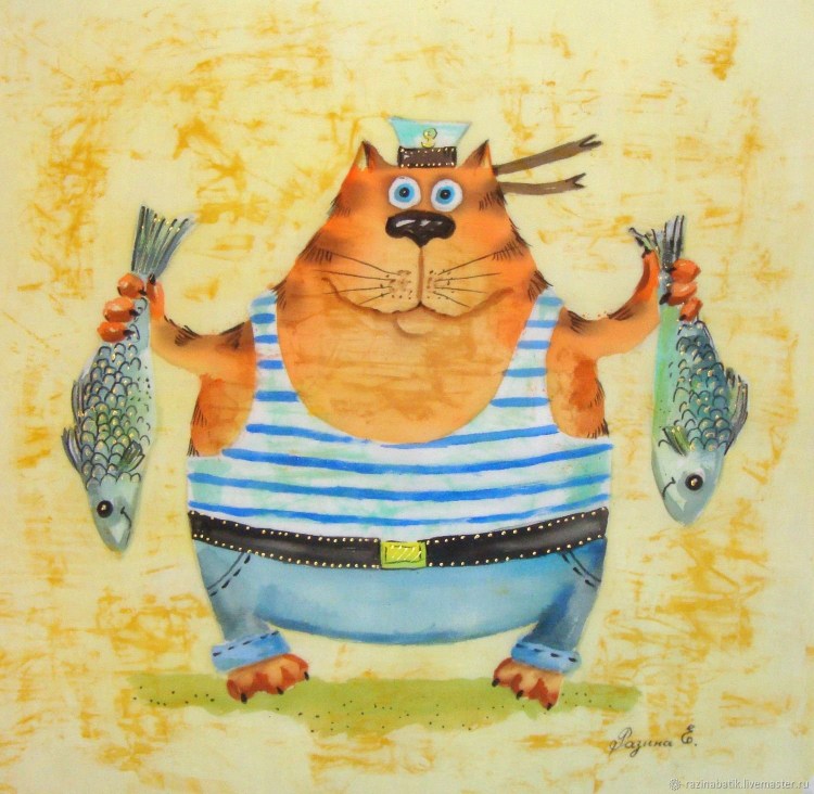 Елена Разина батик рыбы