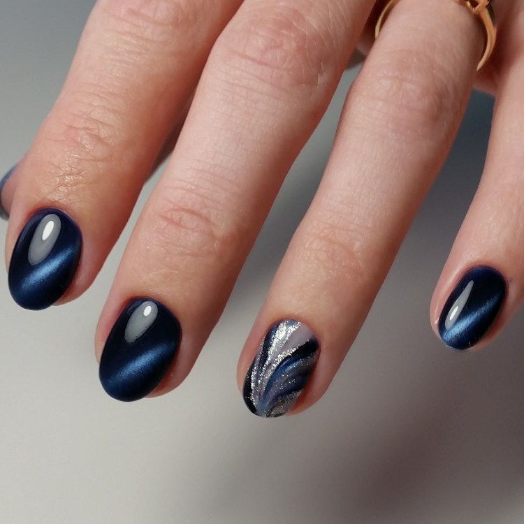 Кошачий глаз зеленый желтый маникюр