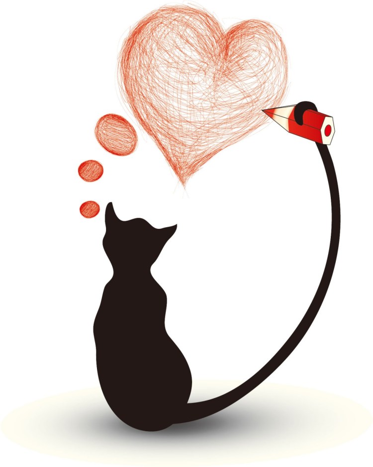 Черный кот с сердечком