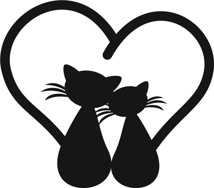 Силуэты влюбленных котов