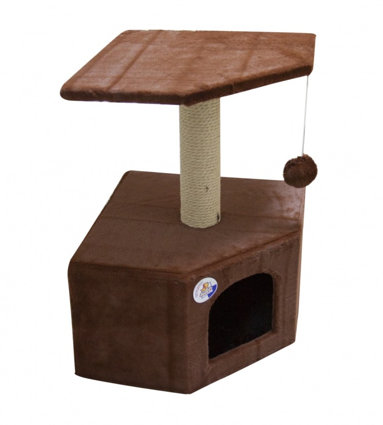 Дом д/Кош., одн.мех, угловой Зооник(400х400х640) темно-коричневый