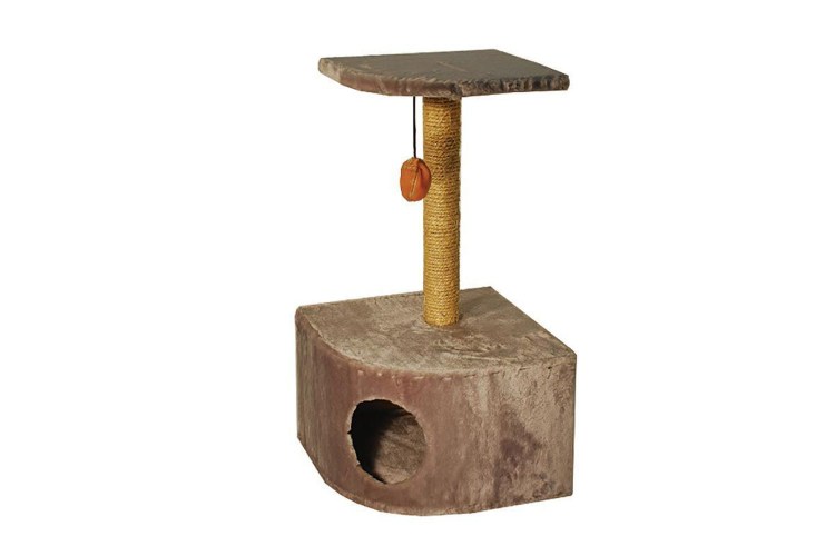 Дарэлл домик-когтеточка угловой с полкой 43*43*76см