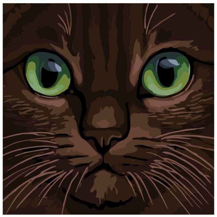 Коричневая кошка с зелеными глазами