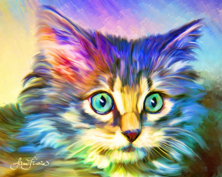 Алмазная вышивка кошка разноцветная