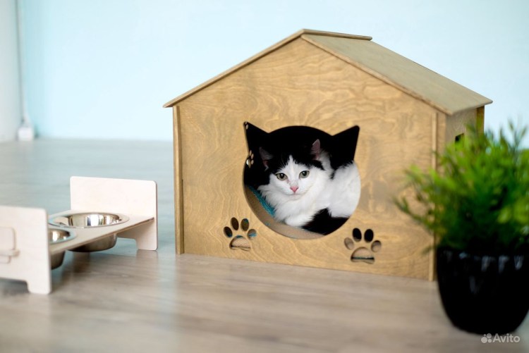 Кошачьи домики изтфанеры