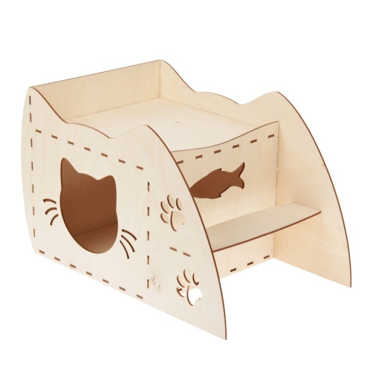 Деревянный домик для кошки