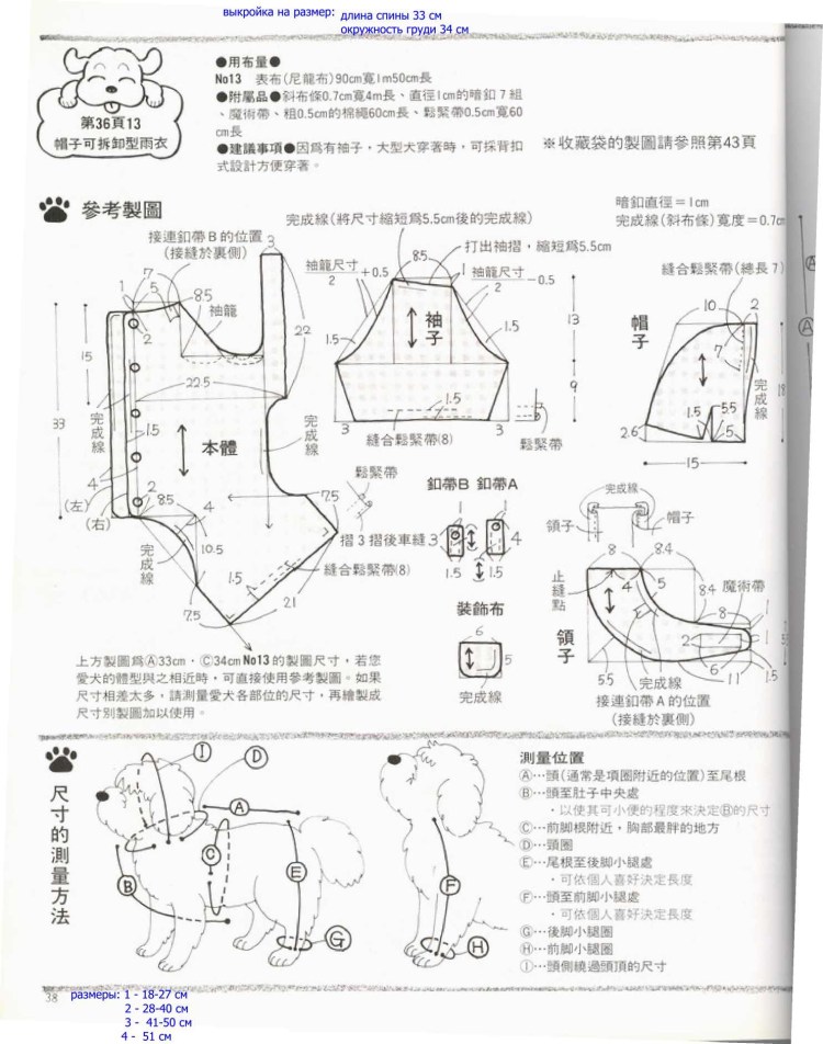 Выкройка комбинезона для собаки Джек Рассела мальчика