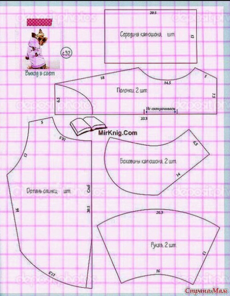 Выкройка курточки для собаки чихуахуа