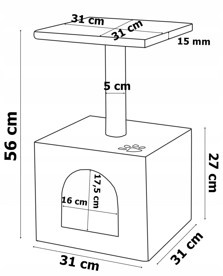 Когтеточка с домиком своими руками чертежи с размерами