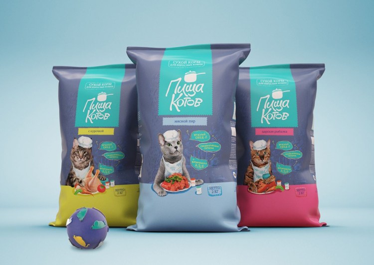 Упаковка корма для котов мокап