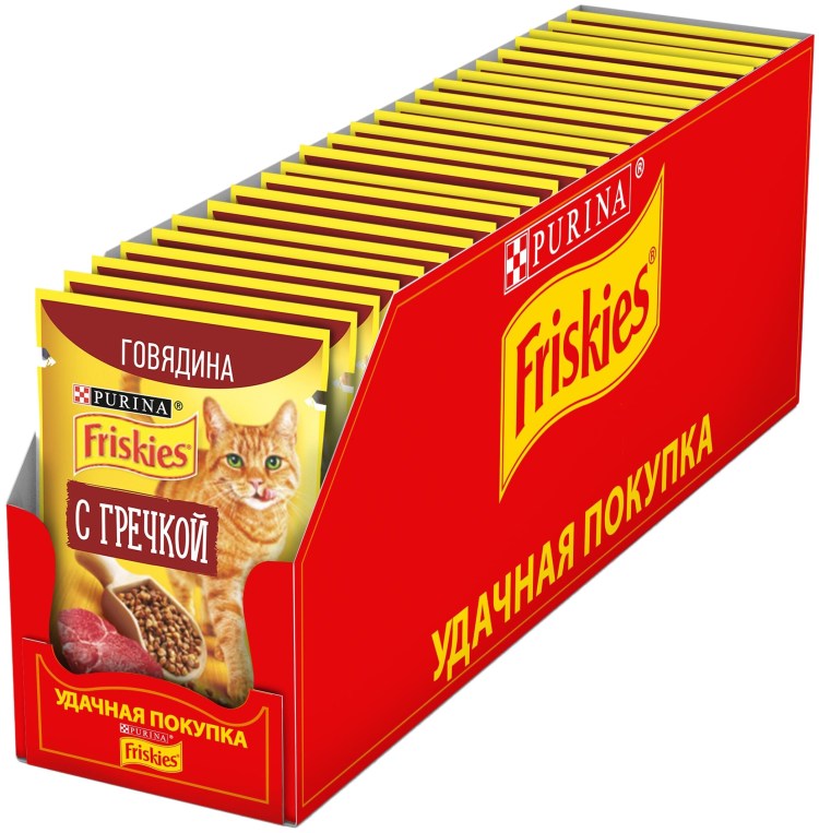 Корм для кошек friskies с говядиной 24шт. Х 85 Г