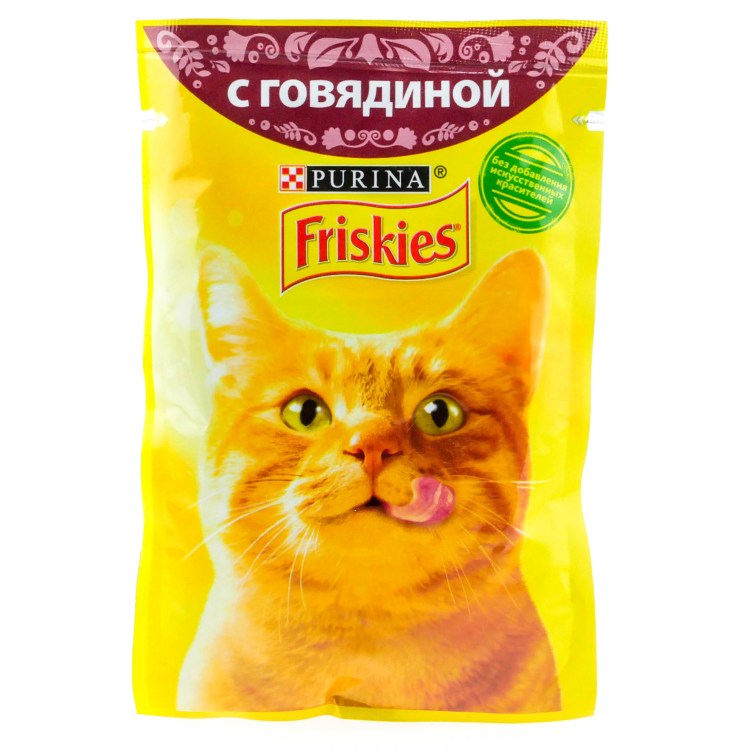 Корм для кошек «фрискис» говядина в подливе, 85 г