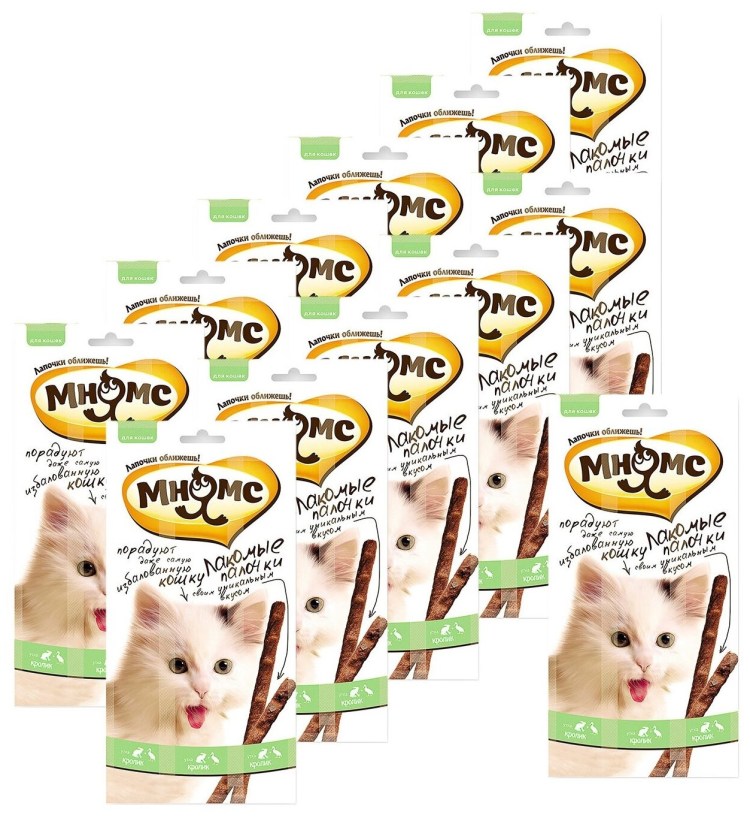 Мнямс лакомые палочки 13,5 см для кошек с говядиной и печенью 10х5 г