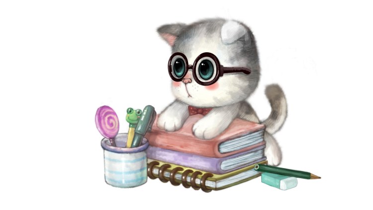 Котик ученик иллюстрации