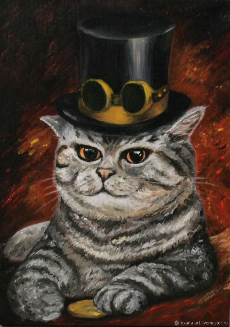 Кот картина маслом