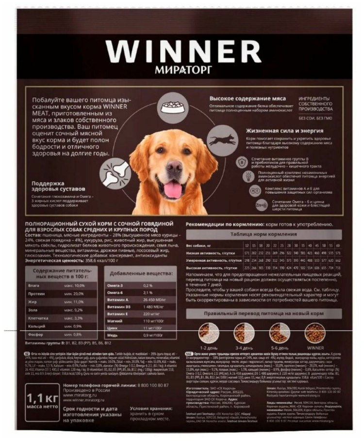 Корм Виннер для щенков средних пород 10