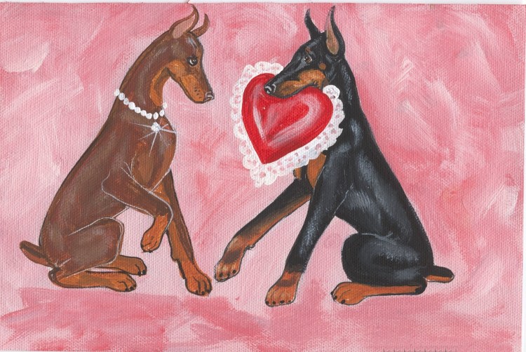 Нарисованный Доберман в полный рост