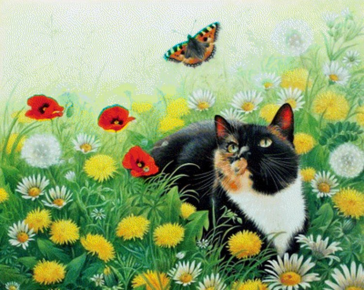 Кошечка с бабочкой