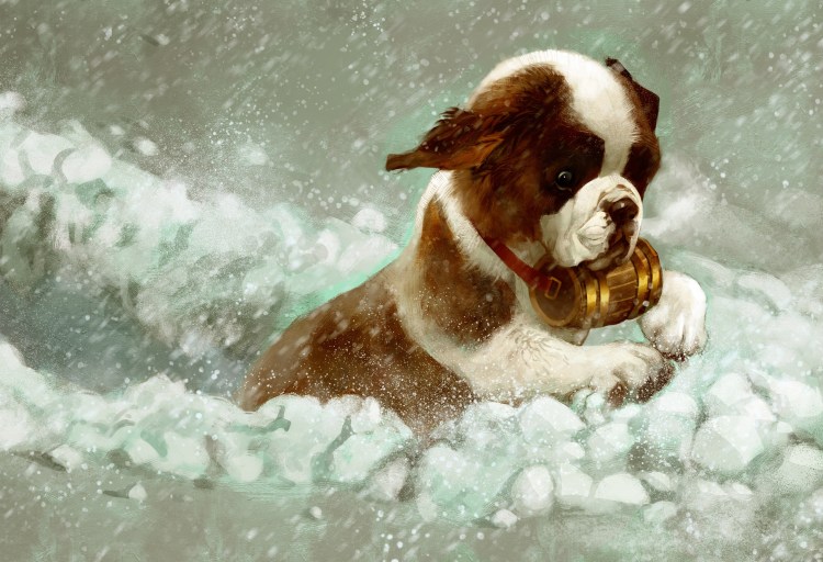 Собака снег арт