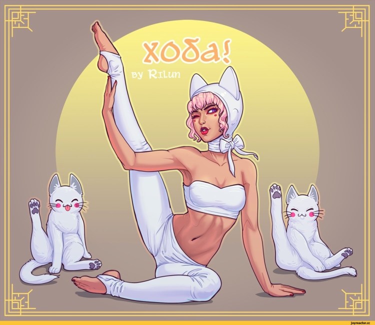 Кот йога арт