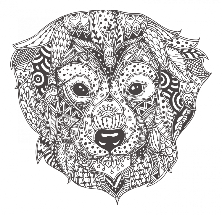 Раскраска собачка с узорами