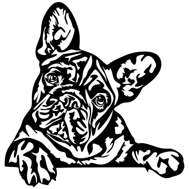 Разноцветный французский бульдог по клеточкам