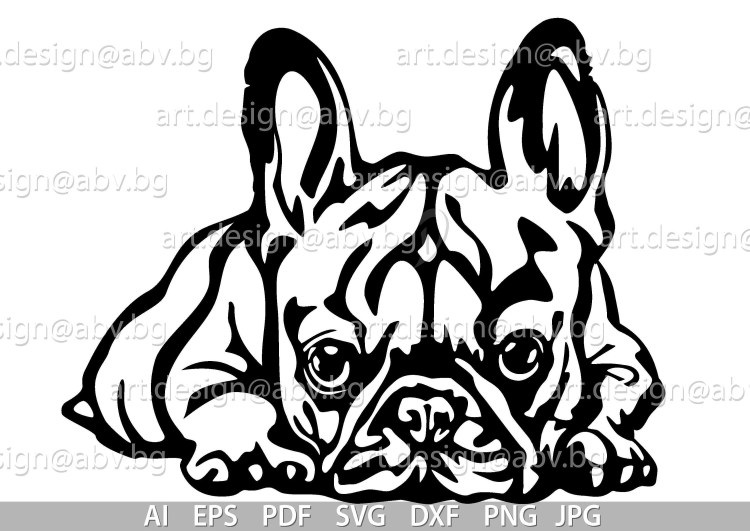 Рисунки простые милые русский бульдог контур