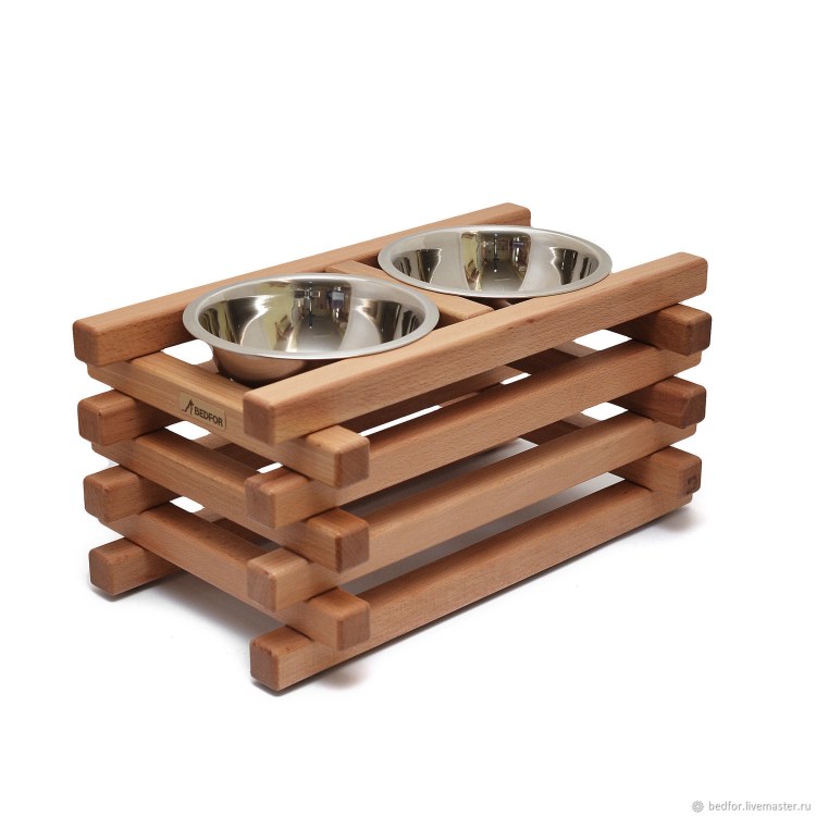 Деревянная подставка для мисок для собак
