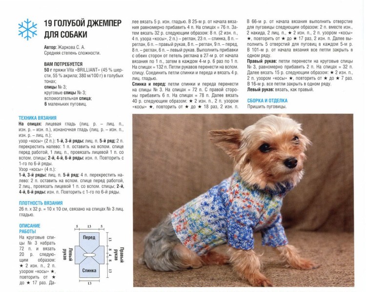 Свитер для чихуахуа спицами схемы регланом