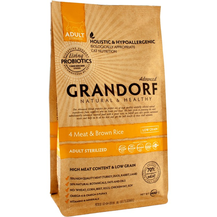 Грандорф для стерилизованных кошек 4 вида мяса